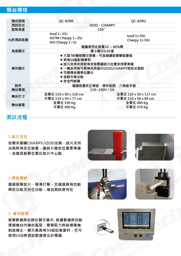 QC-639V/W 衝擊試驗機-電子式