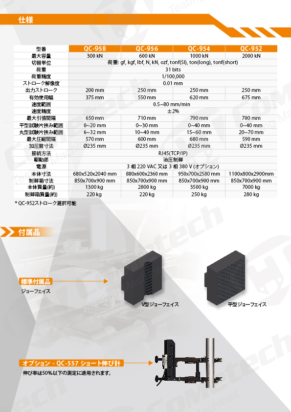 QC-958 300kN 材料試験機-PC油圧式