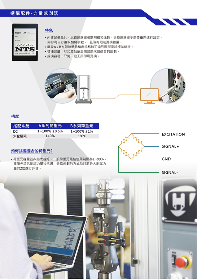 QC-548D2 (5kN) 电脑拉(压)力试验机 机台特色 产品规格 选购软体 选购配件 夹具应用