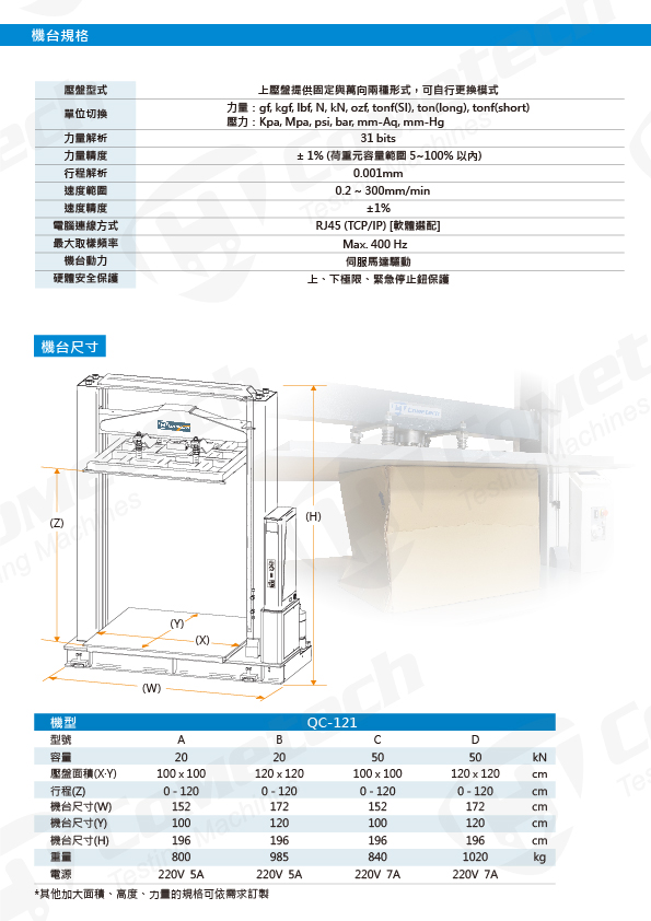 121M1F-紙箱抗壓試驗機