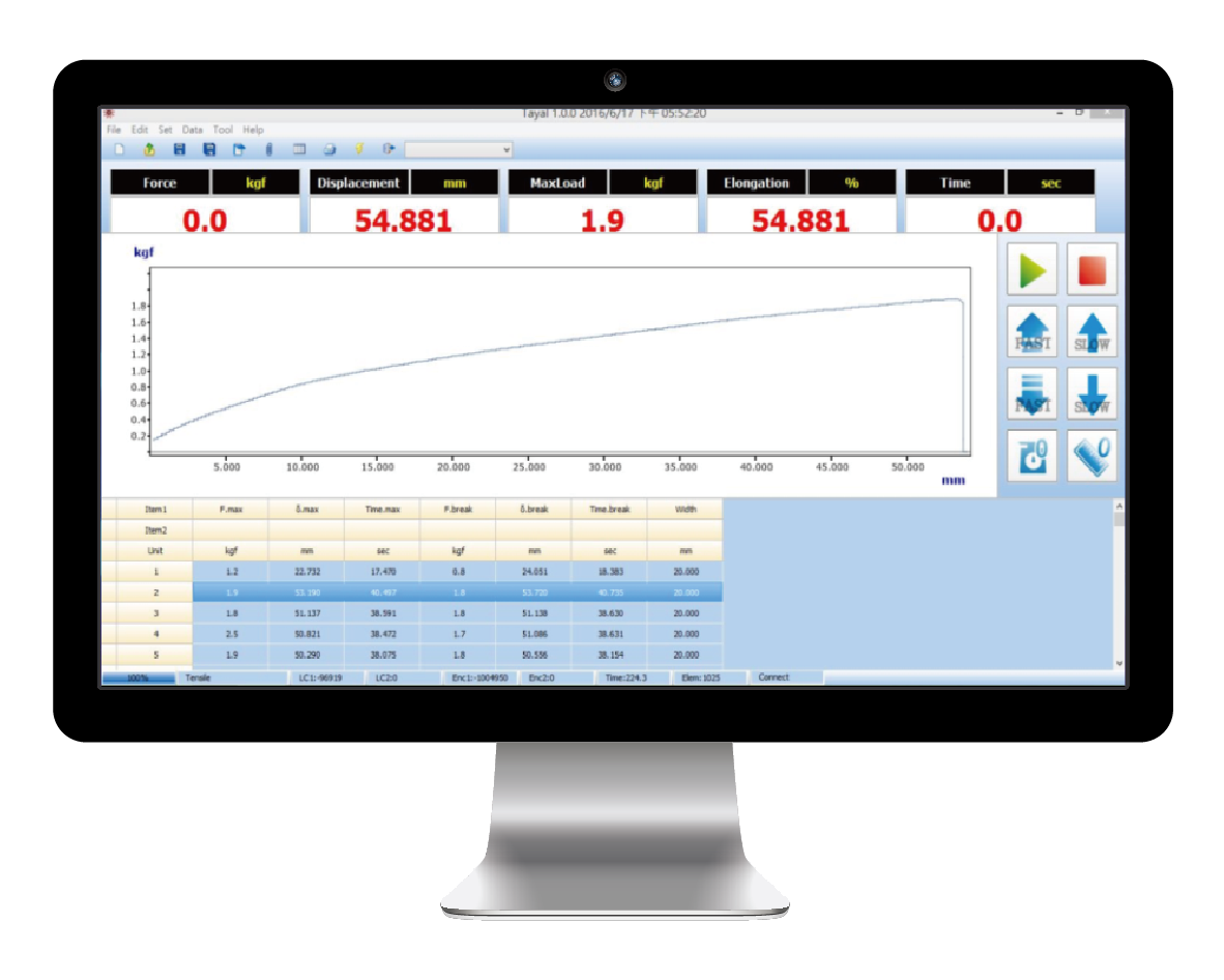 software máy đo lực kéo nén cometech qc-958